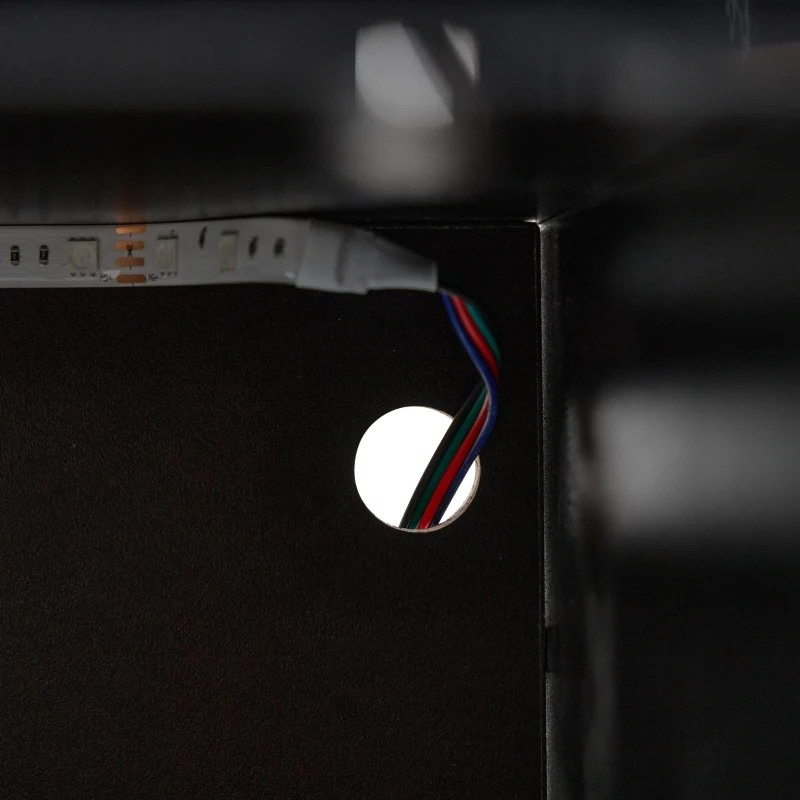 Vetrina per collezione con illuminazione LED e ripiano in vetro, 45x35x160 cm, Nero