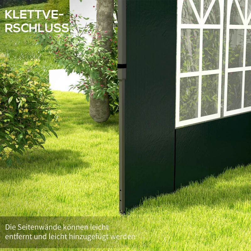 Outsunny 2er Set Seitenwände für Pavillon 3x3 3x6 Wasserdicht Seitenteile mit Fenster Dunkelgrün