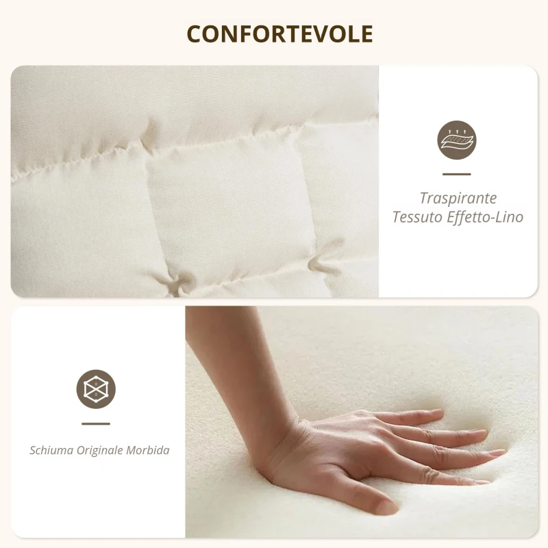 HOMCOM Poltrona a dondolo imbottita, poltrona relax con braccioli e telaio in acciaio, per soggiorno, camera da letto, Bianco crema