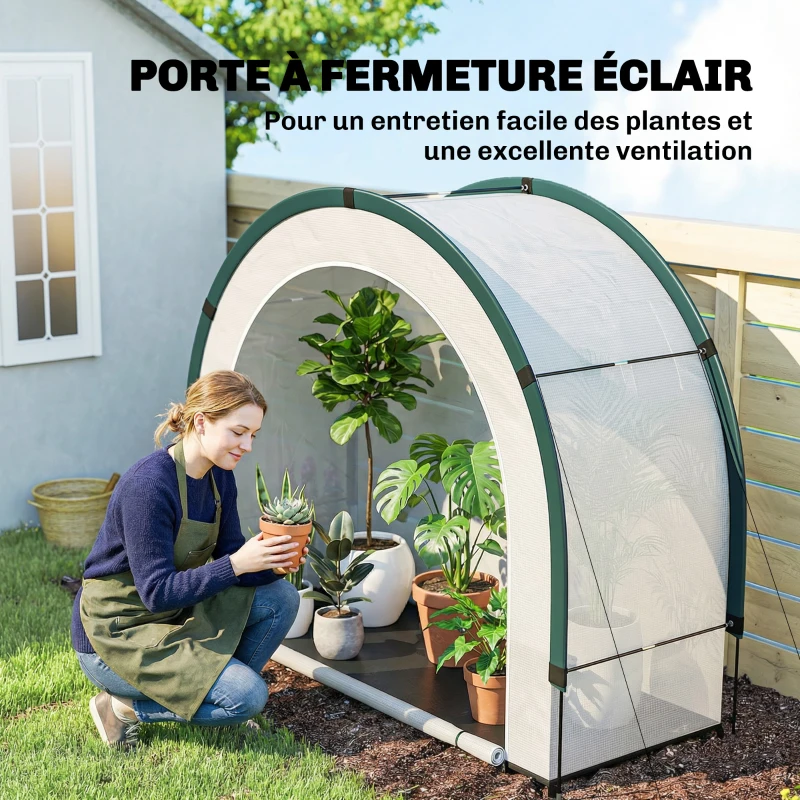 Outsunny Serre de Jardin Pliable et Portable, Petite Serre de Balcon en Bâche PE et Porte Zippée, 200 x 80 x 164 cm, Vert