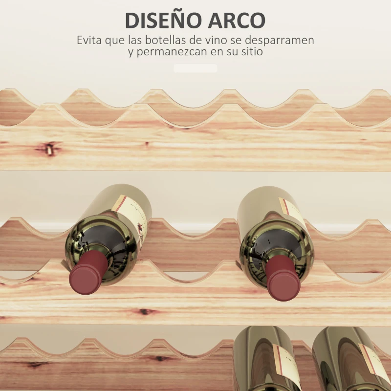 HOMCOM Botellero de Madera de 8 Niveles 96 Botellas Carga 100 kg para Cocina Bar 114x28x113,5 cm Madera Natural