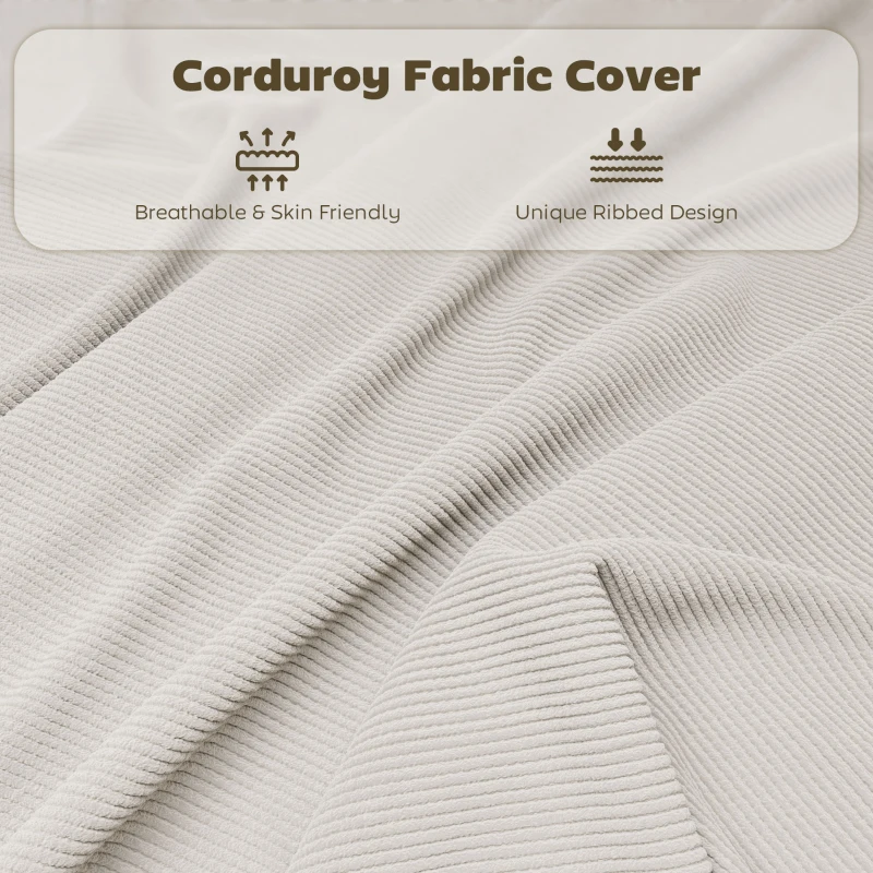 HOMCOM Zestaw 4 Tapicerowanych Składanych Krzeseł, Składane Krzesła z Kordowym Pokryciem, Metalowa Rama, Kremowe