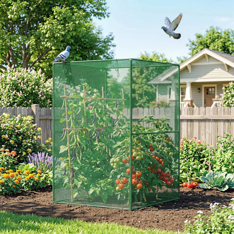 Outsunny Serre de jardin serre à tomates filet protection solaire porte zippée enroulable HDPE 120 x 120 x 180 cm vert foncé