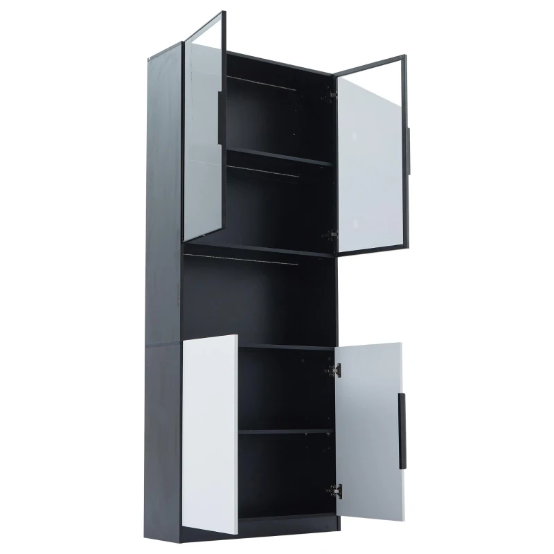 Vetrina per collezione moderna con illuminazione LED, 80x30x200 cm, Bianco