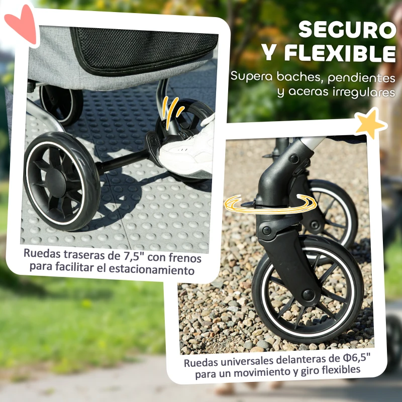 PawHut Cochecito para Mascotas Ligero y Plegable para Perros Pequeños con Ventilación Óptima 80x48,5x106 cm Gris y Plata