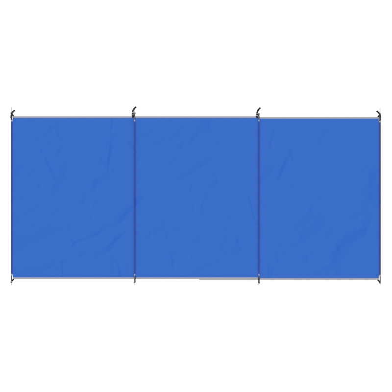 Outsunny Opvouwbaar Windscherm Camping Windscherm met Draagtas Stalen Stangen voor Camping Tuin Strand 450 x 150 cm Blauw