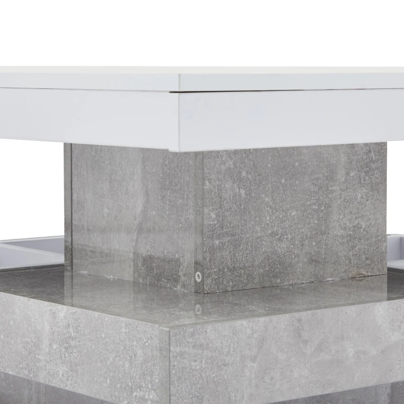 Tavolino da caffè lucido e girevole a 2 livelli con ripiano portaoggetti, 70x70x36 cm, Bianco