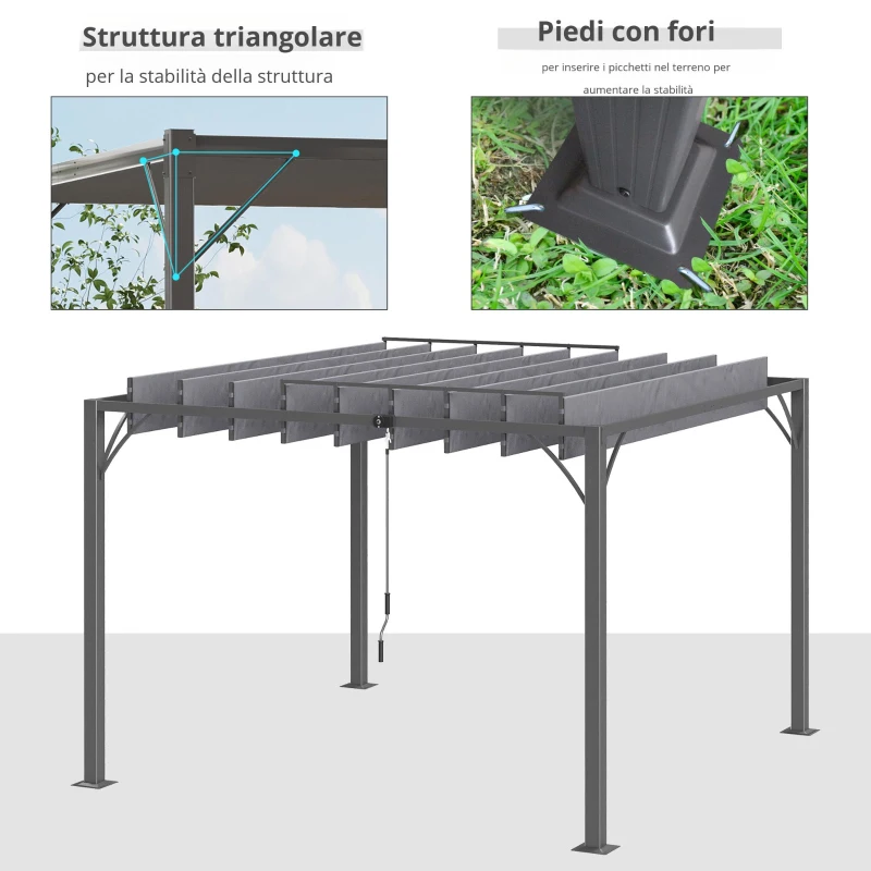 Outsunny Pergola 3 x 3 m Bioclimatica con Lamelle Orientabili, Design Contemporaneo, Anti-UV 50+, Alluminio, Grigio