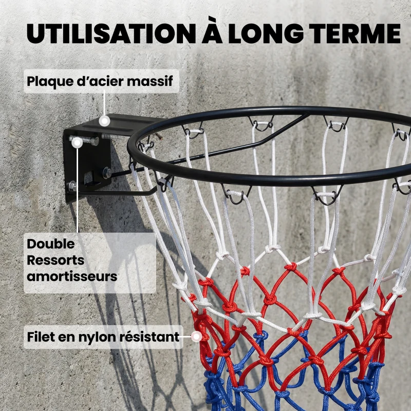 SPORTNOW Panier de Basket, Anneau Suspendu de Basket Intérieur et Extérieur, pour Mur avec Filet Résistant aux Intempéries