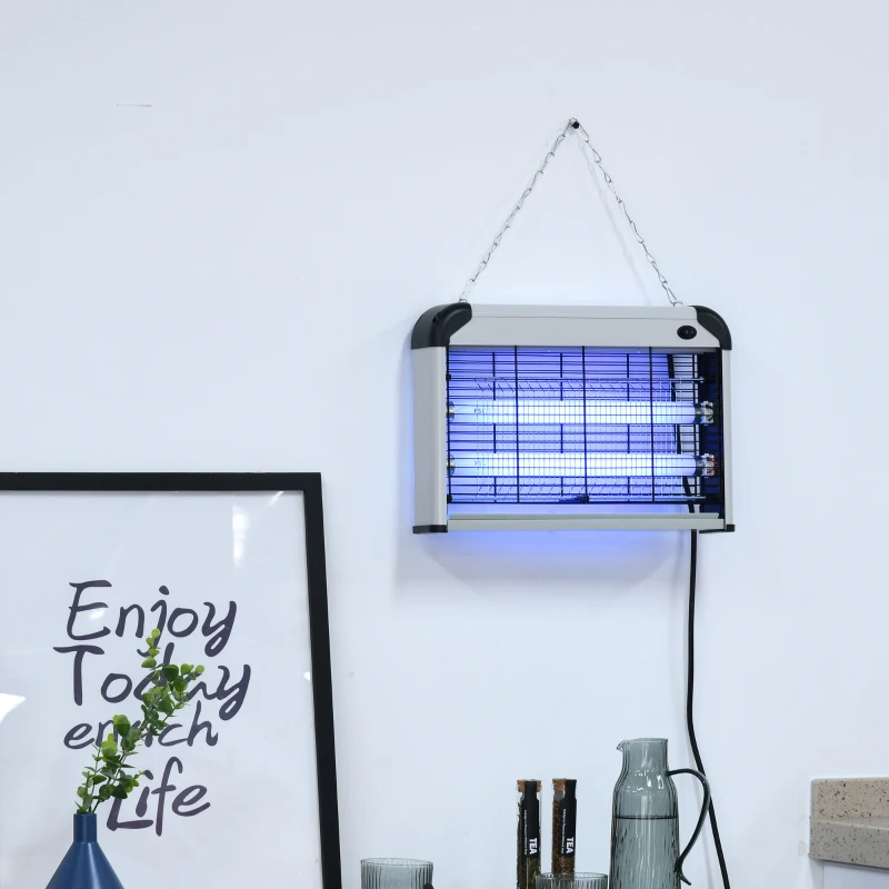 Outsunny Lampe anti-moustique, tueur d'insectes électrique UV 20W, tue-mouche électrique, efficace sur une surface de 60 m², piège à moustique pour intérieur et extérieur, noir