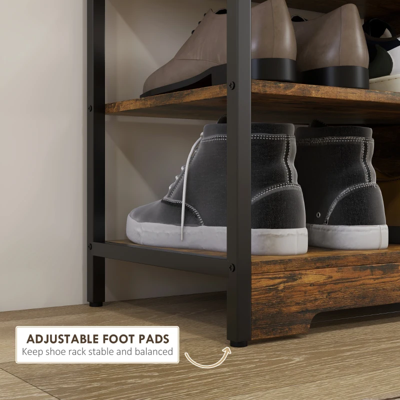 HOMCOM Regał na buty, 4 poziomy, uchwyt, na max. 11 par butów