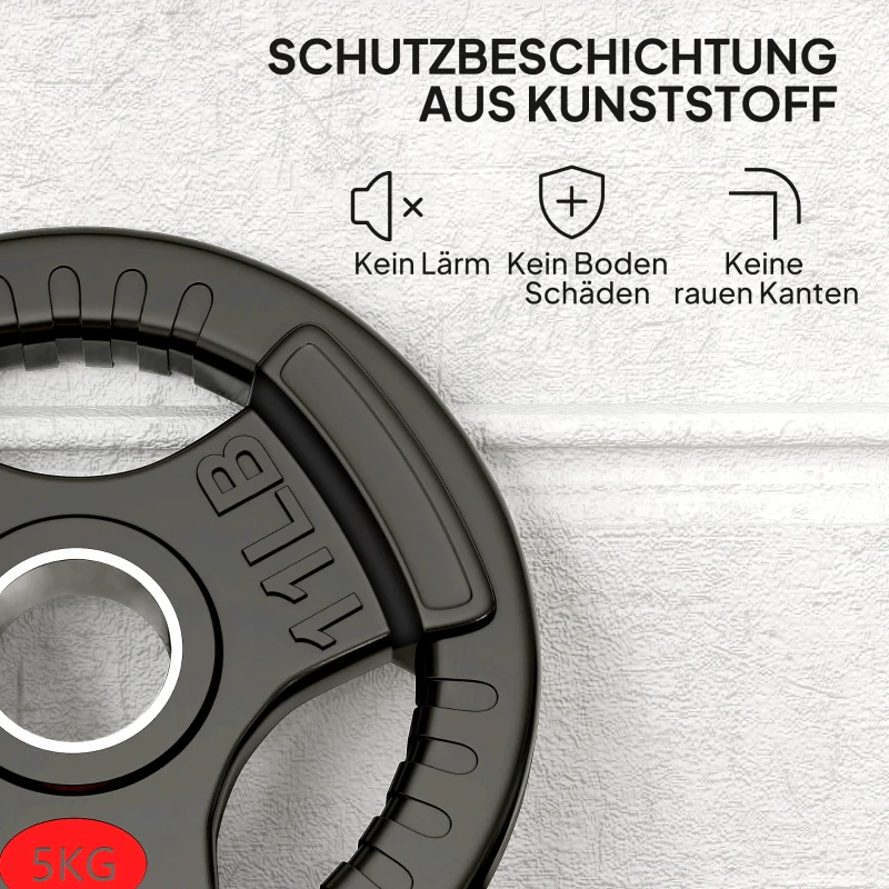 SPORTNOW Set van 2 halterschijven, 2 x 5 kg gewichten, halterschijven set voor 5 cm halterstang, Ø 50 mm boring, zwart