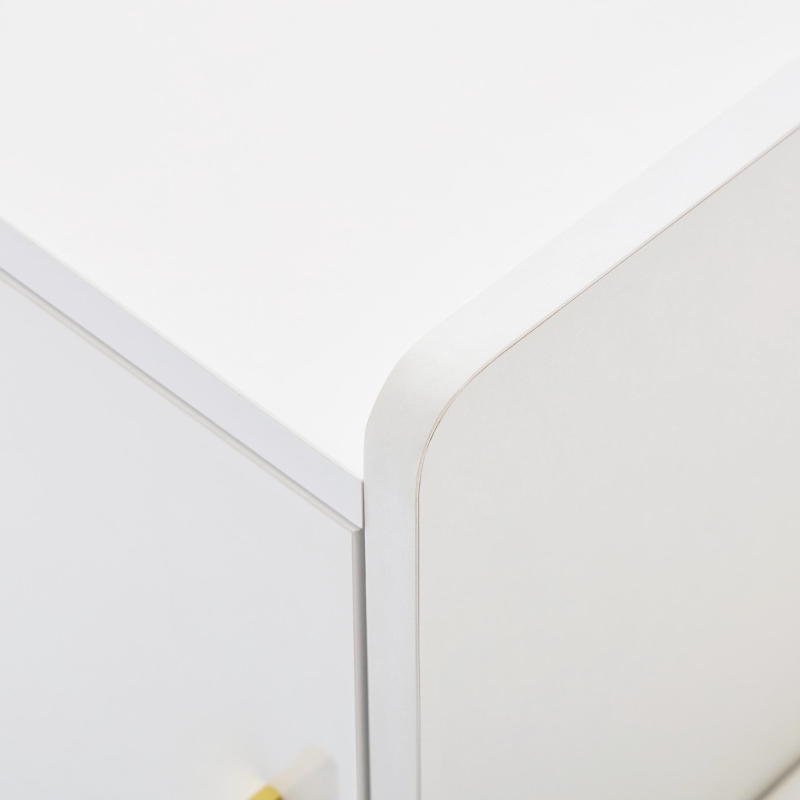 Mobile scarpiera lucido con panca imbottita, ripiani regolabili e dettagli dorati, 120x35x71.5 cm, Bianco