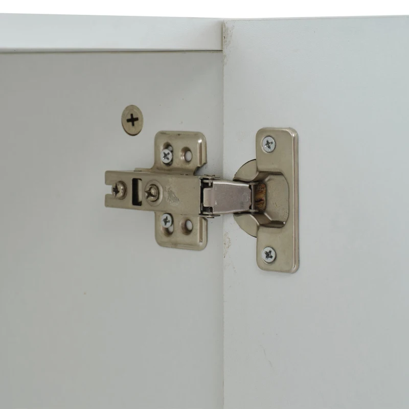 Credenza da sala da pranzo minimal con luce LED, in truciolato, 120x40x75 cm, Bianco