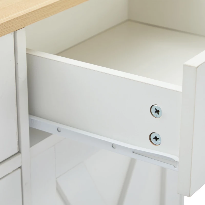 Madia moderna in stile scandinavo con 3 cassetti e 4 ante, 160x37x75 cm, Bianco