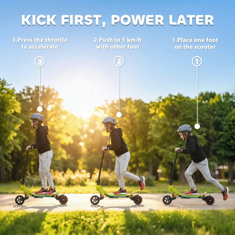 SPORTNOW Electric Scooter for Kids, Foldable E Scooter for Age Age 6+ with LED Display, RGB lights, Up to 16km/h, Green