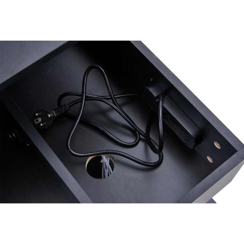 Tavolino da salotto moderno con illuminazione LED e spazio a scomparsa, 100x50x42 cm, Nero