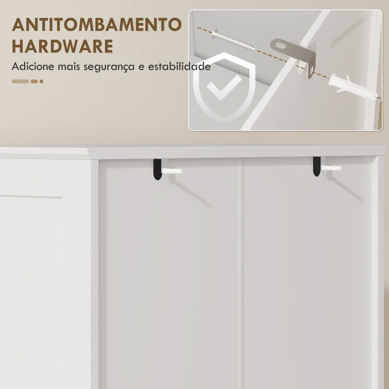 HOMCOM Armário Despensa de Cozinha com 4 Portas 8 Compartimentos e 10 Prateleirascom 4 Prateleiras Ajustáveis 60x40x162 cm Branco