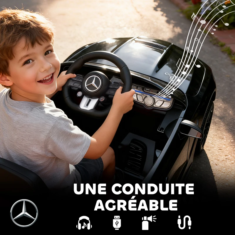 AIYAPLAY Voiture électrique enfants Mercedes AMG CLE 53 12V 2 moteurs télécommande parentale 2,4G 99 x 55 x 43 cm noir