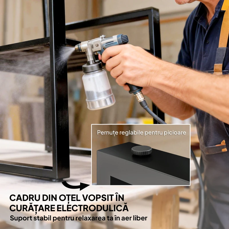 Outsunny Set Bistro Grădină 3 Piese pentru 2 Persoane, Masă și Scaune Exterior cu Șezut Textilen și Perne, Gri