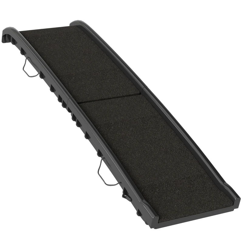 PawHut Rampe pliable pour chiens, escalier pour chien en PP avec pente douce et surface antidérapante, 155x38,5x15,5cm, noir