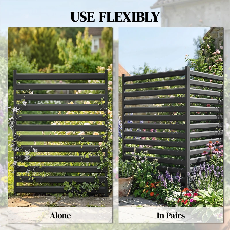 Outsunny Płot ogrodowy 2 panele 91 x 152 cm metalowy płot ochronny z słupkami i kapturkami, odporny na rdzę, czarny