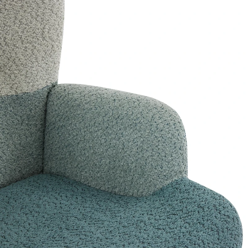 Fauteuil à bascule en bouclé au motif patchwork rayé coloré avec design ergonomique et dossier haut, Multicolore