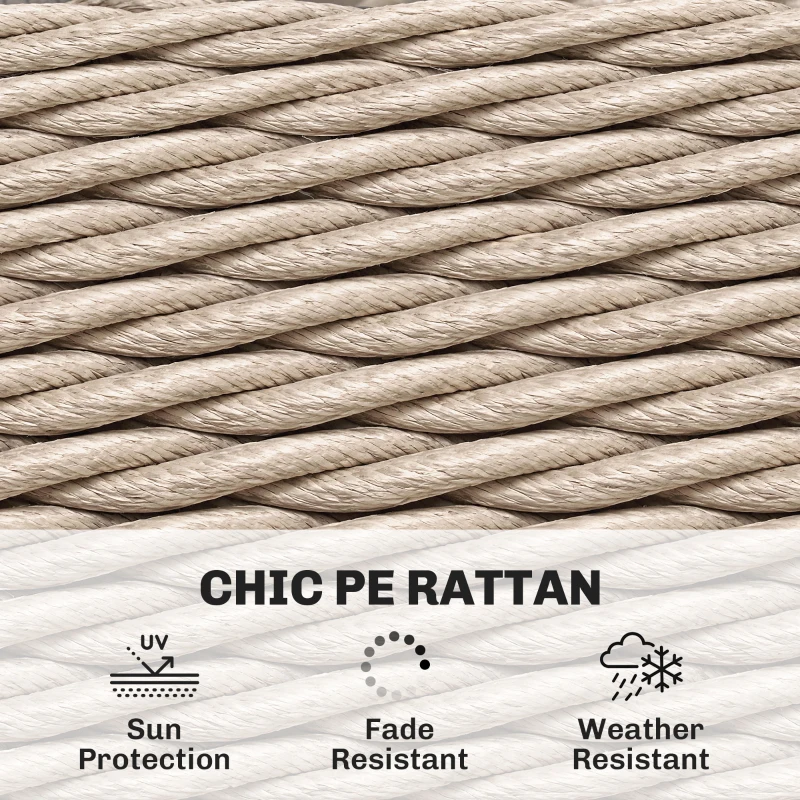 Outsunny Stolik boczny z rattanu PE, dwupoziomowy stolik kawowy z półką, szkło, regulowane nóżki, 65 x 65 x 50 cm, żółty