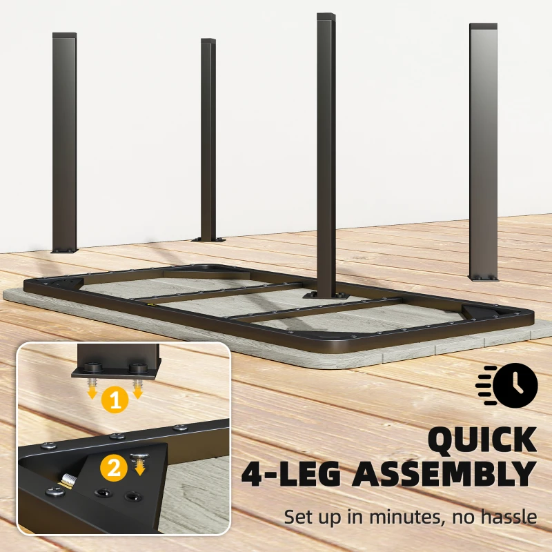 Outsunny Outdoor Garden Coffee Table, Garden Table with Slatted Wood Plastic Composite Top and Metal Frame, Grey