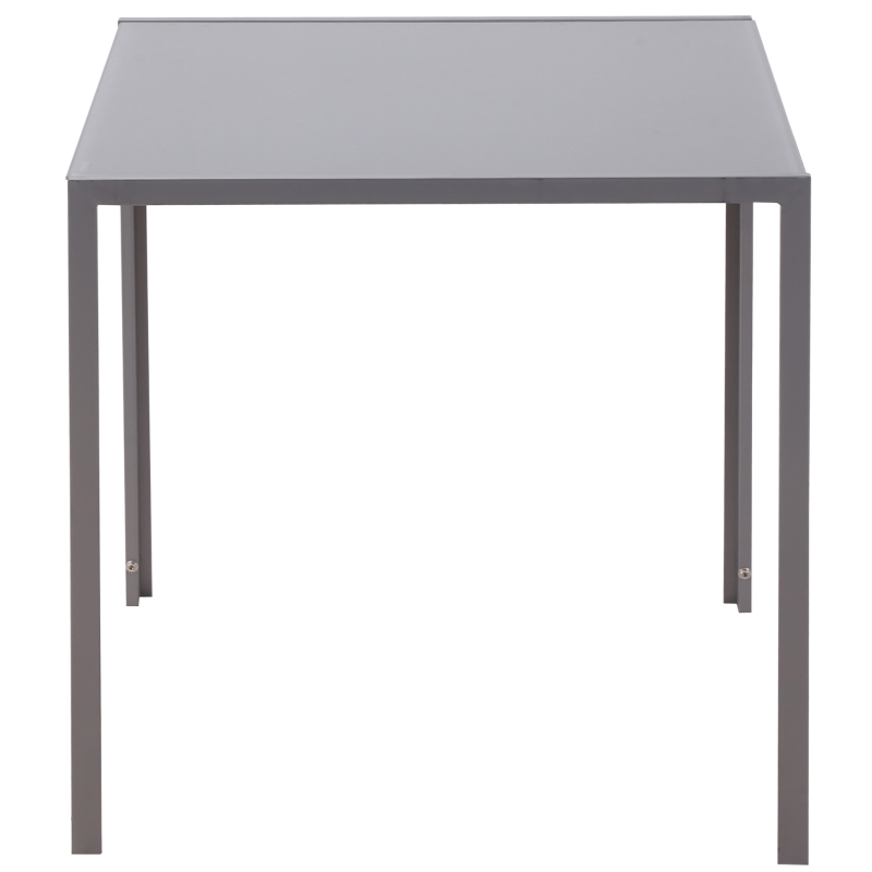 HOMCOM Table à manger pour 4 personnes, table de cuisine avec plateau en verre trempé et pieds en métal, 75 x 75 x 75 cm, gris