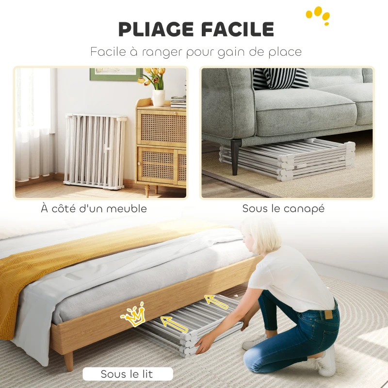 PawHut Barrière de sécurité en métal parc enclos pliable et modulable pour chien et enfant 8 panneaux 61 x 75 cm blanc