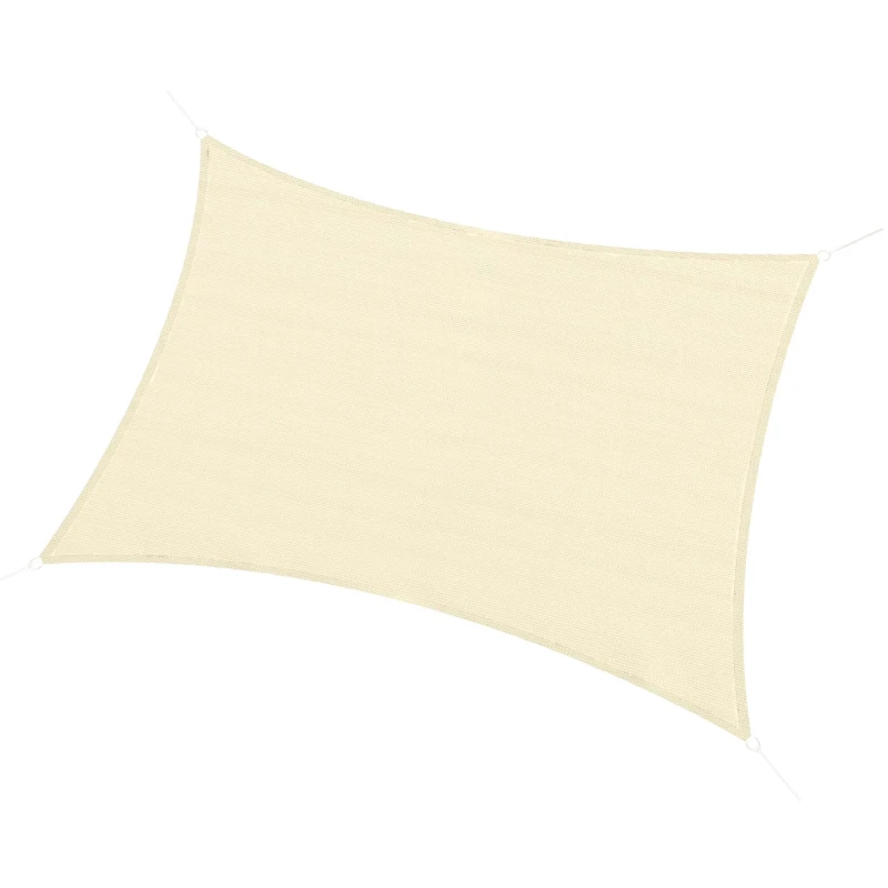 Outsunny Rectangular Shade Sail 3 x 4 m High-Density Polyethylene UV Protection With Storage Bag - Cream
