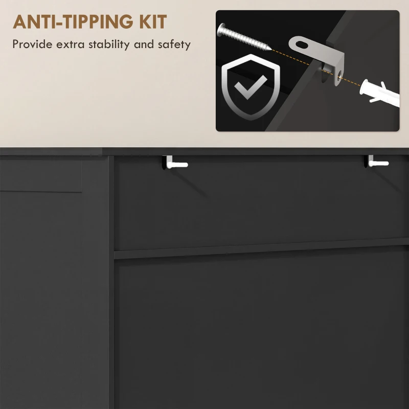 HOMCOM Shoe Cabinet with Louvered Doors, Modern Shoe Storage Cabinet with Drawer and Adjustable Shelves, Black