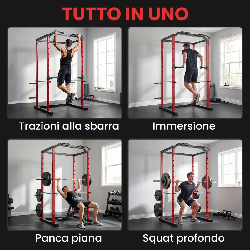 SPORTNOW Power Cage, Rack Regolabile con Capacità di 460KG