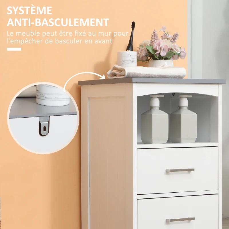 kleankin Freestanding bathroom cabinet storage cabinet with 3 drawers and 1 compartment 40 x 33 x 80 cm white
