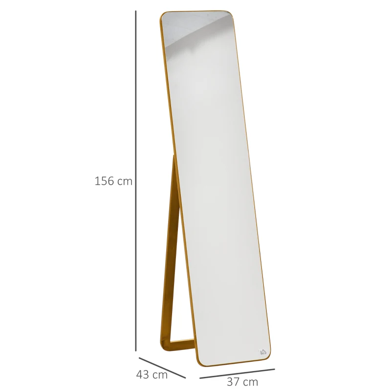 HOMCOM Large rectangular full-length mirror, 37 x 160 cm - freestanding or wall-mounted mirror - for bedroom, living room and dressing room, light walnut