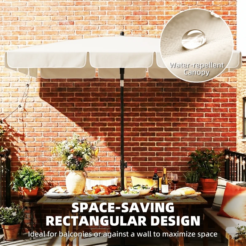 Outsunny Parasol 183 x 122 cm, wodoodporny balkonowy parasol z 3-stopniową regulacją i 8 ramionami, beżowy