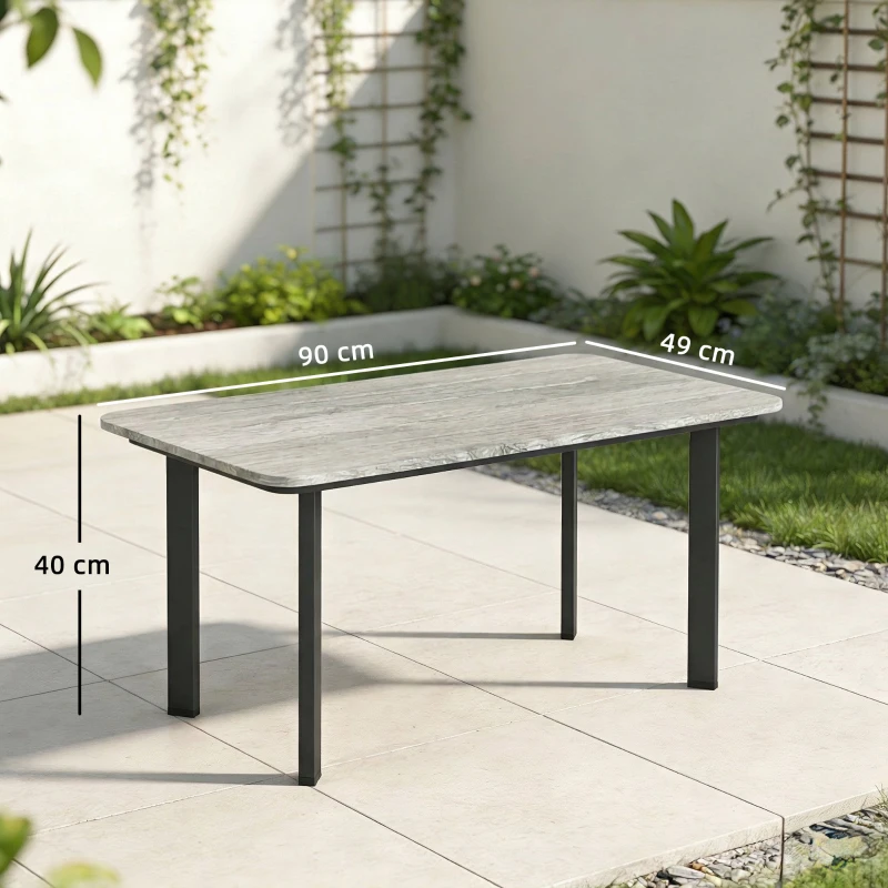 Outsunny Outdoor Garden Coffee Table, Garden Table with Slatted Wood Plastic Composite Top and Metal Frame, Grey