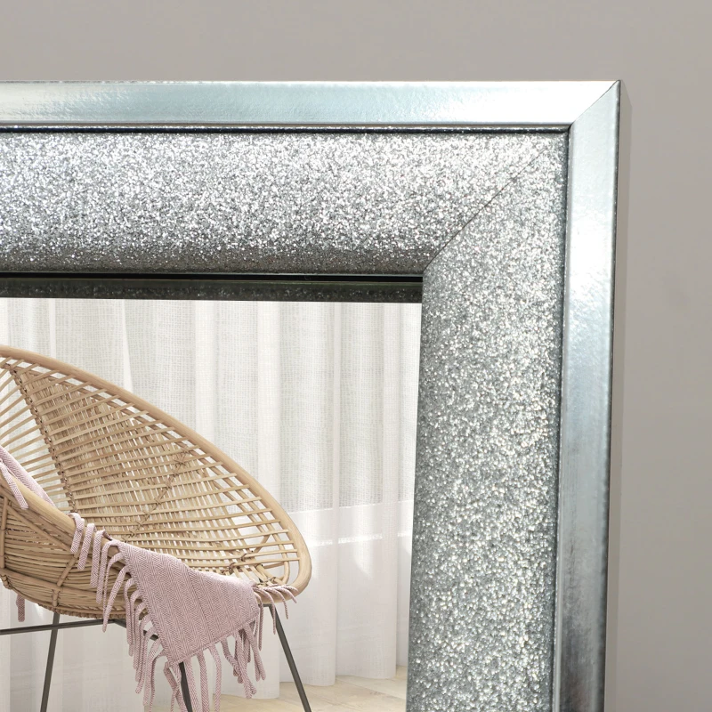 HOMCOM Glitter Frame Full-Length Mirror - Silver