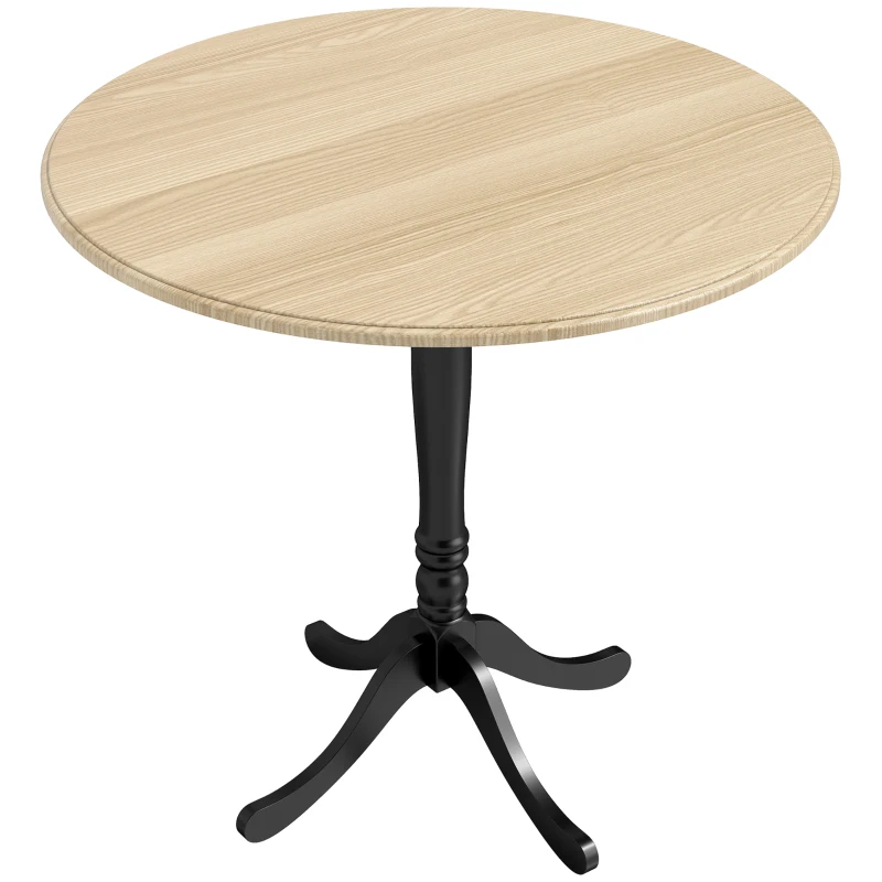 HOMCOM Table à manger ronde pour 4 personnes Ø 80 cm, table de cuisine, piétement en acier, style moderne, bois naturel et noir