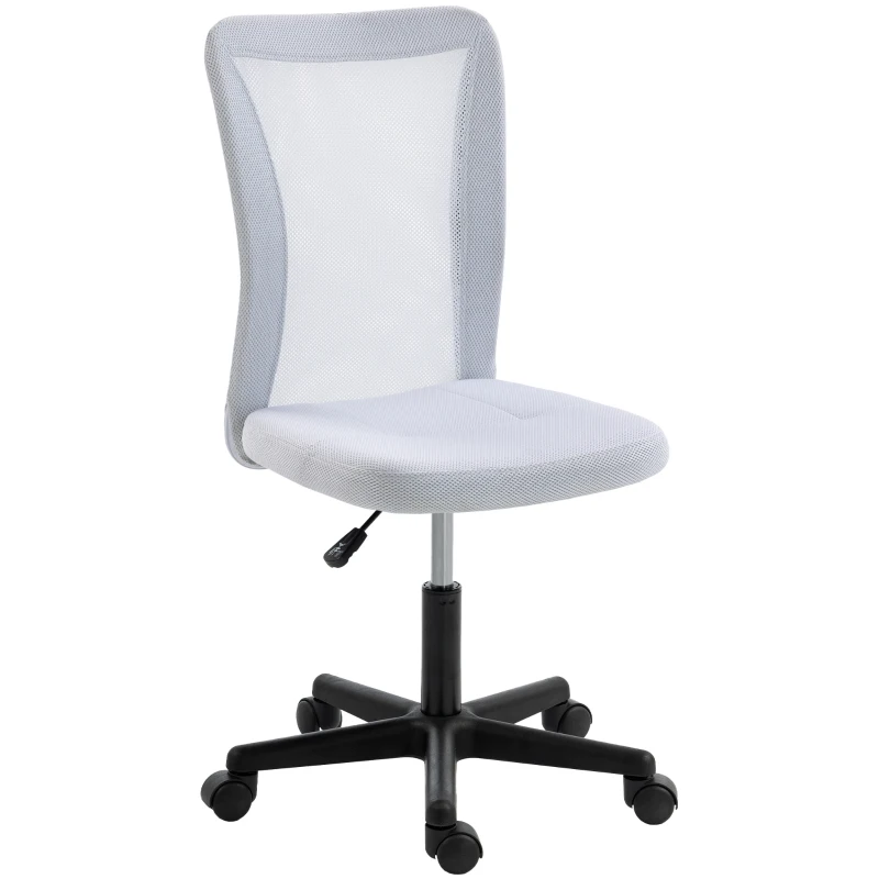 Vinsetto Mesh Office Chair Armless Swivel Executive Computer Desk Chair Adjustable Height Wheels White