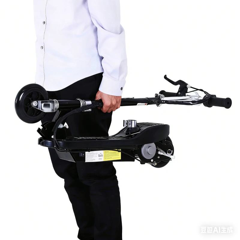 HOMCOM Powered Electric Scooter Ride-On, with Brakes, Adjustable Seat, Adjustable Handlebars, Black