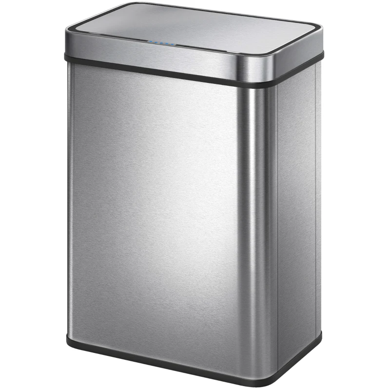 HOMCOM 50 L Sensor Can,  Sensor Bin with Soft-Close Lid, Fingerprint-Proof Stainless Steel, Silver Tone