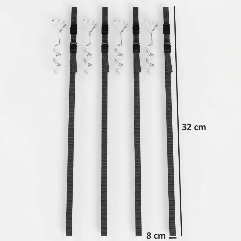 SPORTNOW 4Pcs Trampoline Anchor Kit, 32 cm Galvanised Trampoline Stakes, Spiral Ground Anchors with Triangle Head, Straps