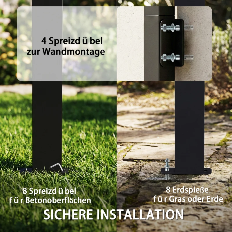 Outsunny Grillpavillon 2,44 x 1,48 m Gartenpavillon mit Pultdach, Gartenlauben mit UV-Schutz 50+ Dunkelgrau