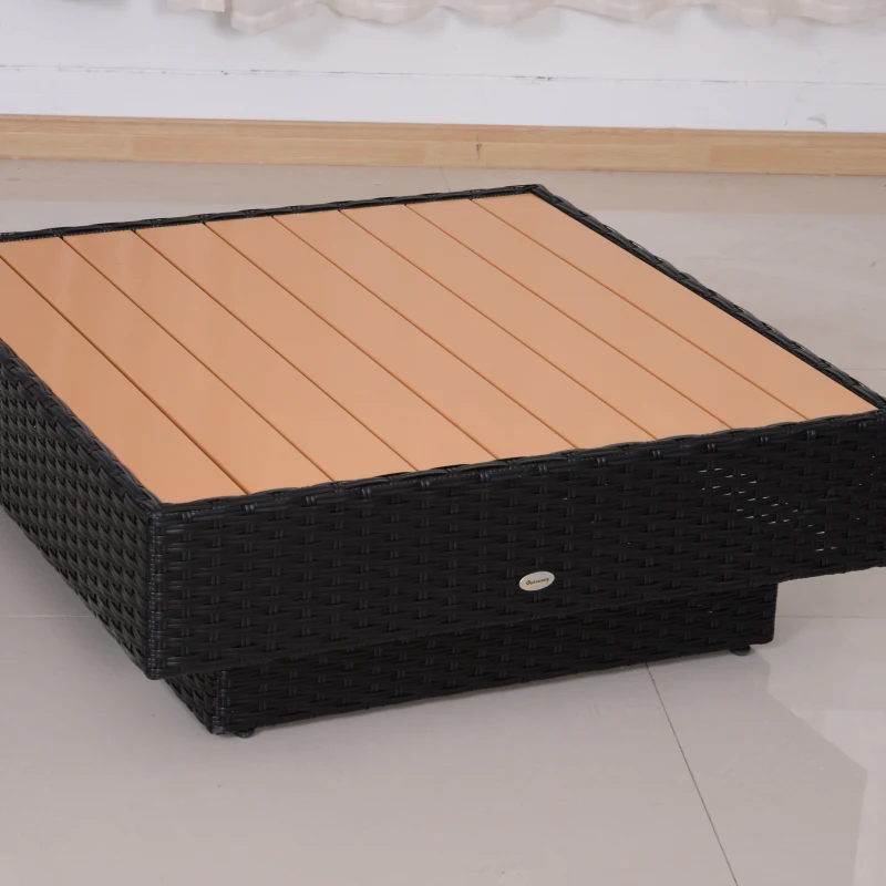 Outsunny 5-Seater Rattan Garden Furniture Outdoor Sectional Corner Sofa with Armrest and Cushions, Black