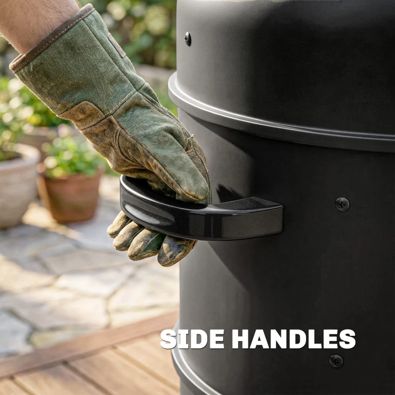 Outsunny 3-in-1 Vertical Charcoal Smoker with 2 Grill Grates, Built-in Thermometer, Adjustable Vent, 2 Doors