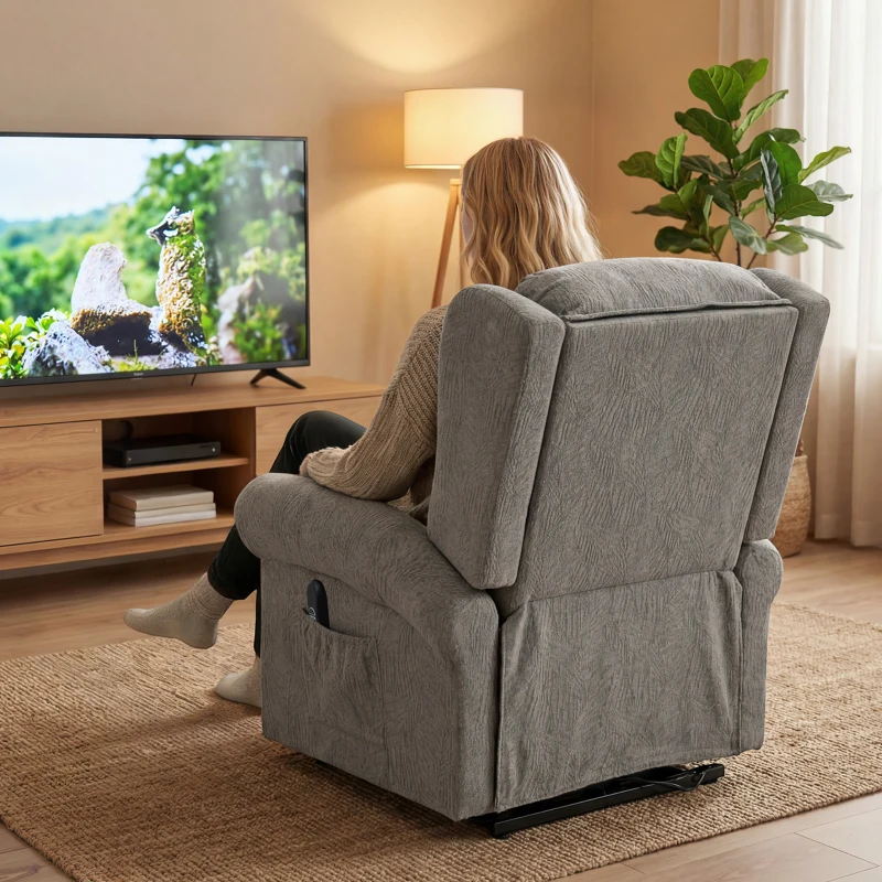 HOMCOM Velvet-Feel Electric Riser Recliner Chair, Power Lift Recliner Chair for Elderly with Remote Control, Dark Grey