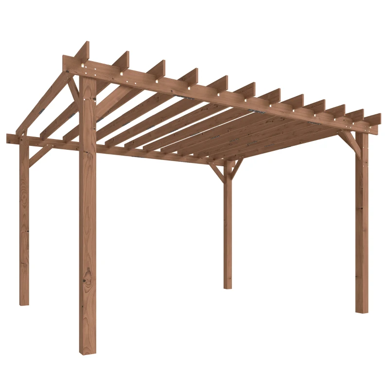 Outsunny 3.6 x 3 m Wooden Pergola Kit, Garden Pergola Gazebo Grape Trellis with Triangle Supports, Maple Wood-effect