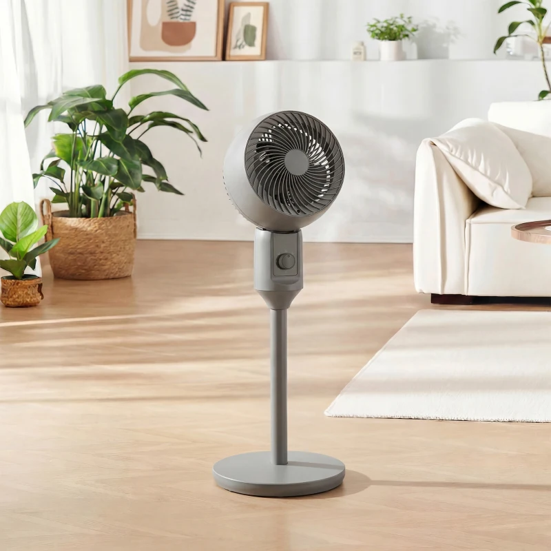 HOMCOM Air Circulator Fan Pedestal Cooling Fan with 3 Speed and Carry Handle, 9 Inch, Grey